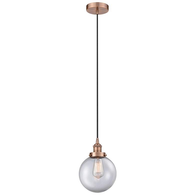 Image 1 Beacon 8" Antique Copper Mini Pendant w/ Clear Shade