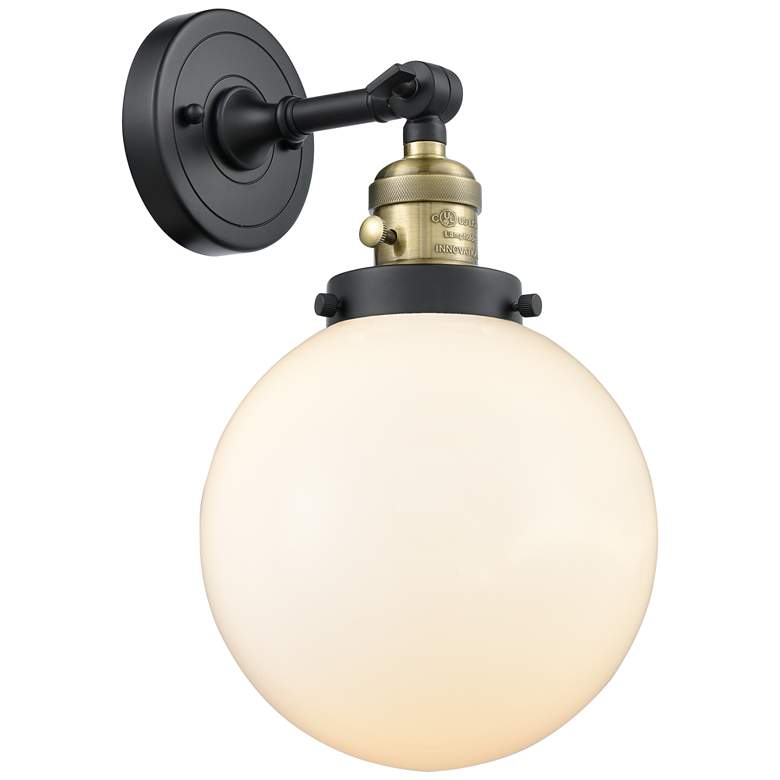 Image 1 Beacon 8" Black Antique Brass Sconce w/ Matte White Shade