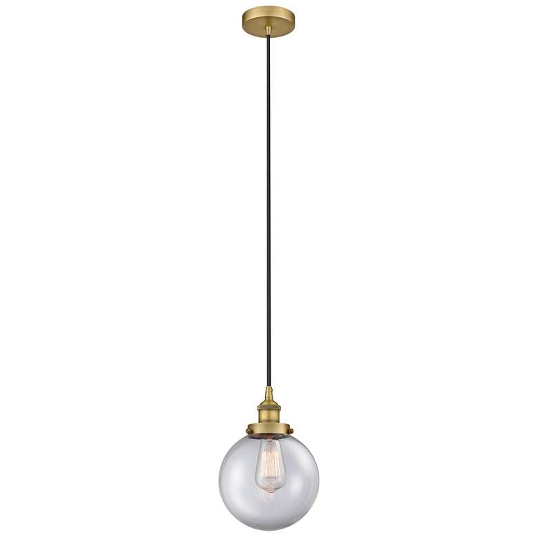Image 1 Beacon 8" Brushed Brass Mini Pendant w/ Clear Shade