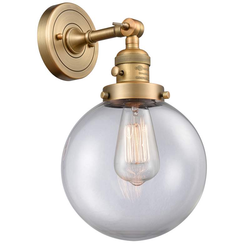Image 1 Beacon 8" Brushed Brass Sconce w/ Clear Shade