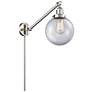 Beacon 8" Brushed Satin Nickel LED Swing Arm With Clear Shade