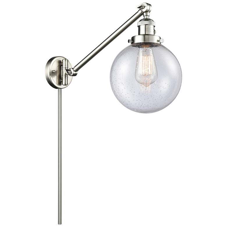 Image 1 Beacon 8 inch Brushed Satin Nickel LED Swing Arm With Seedy Shade