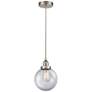 1_Beacon 8" Brushed Satin Nickel Mini Pendant w/ Clear Shade