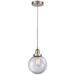 Beacon 8" Brushed Satin Nickel Mini Pendant w/ Clear Shade