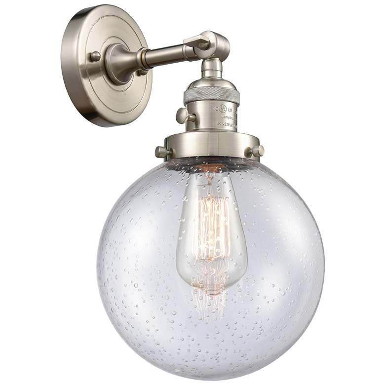 Image 1 Beacon 8" Brushed Satin Nickel Sconce w/ Seedy Shade