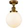 Beacon 8" LED Semi-Flush Mount - Brushed Brass - Matte White Shade
