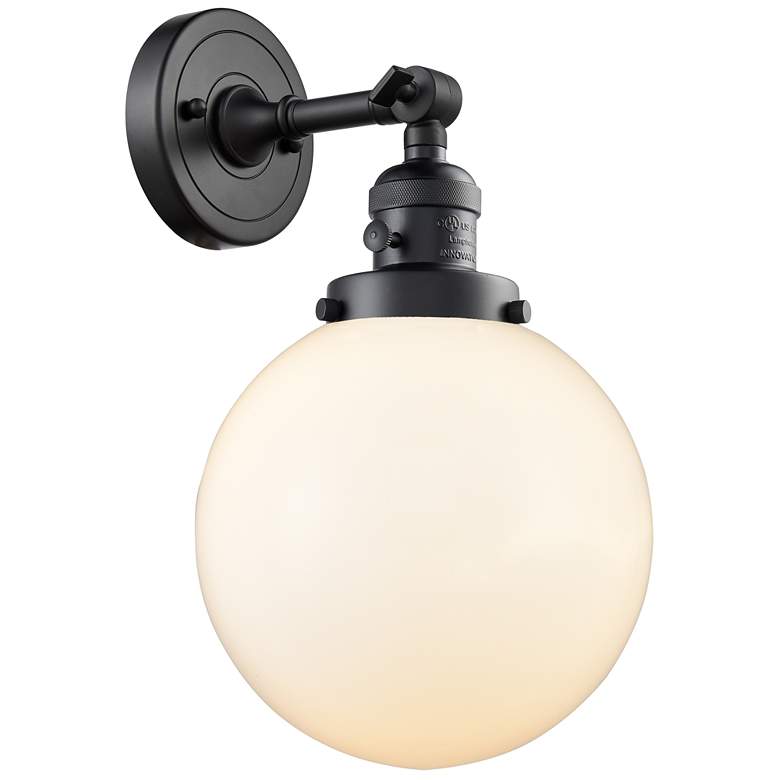 Image 1 Beacon 8" Matte Black Sconce w/ Matte White Shade