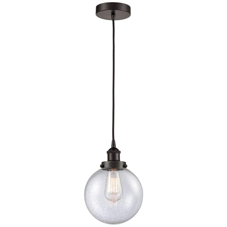 Image 1 Beacon 8" Oil Rubbed Bronze Mini Pendant w/ Seedy Shade