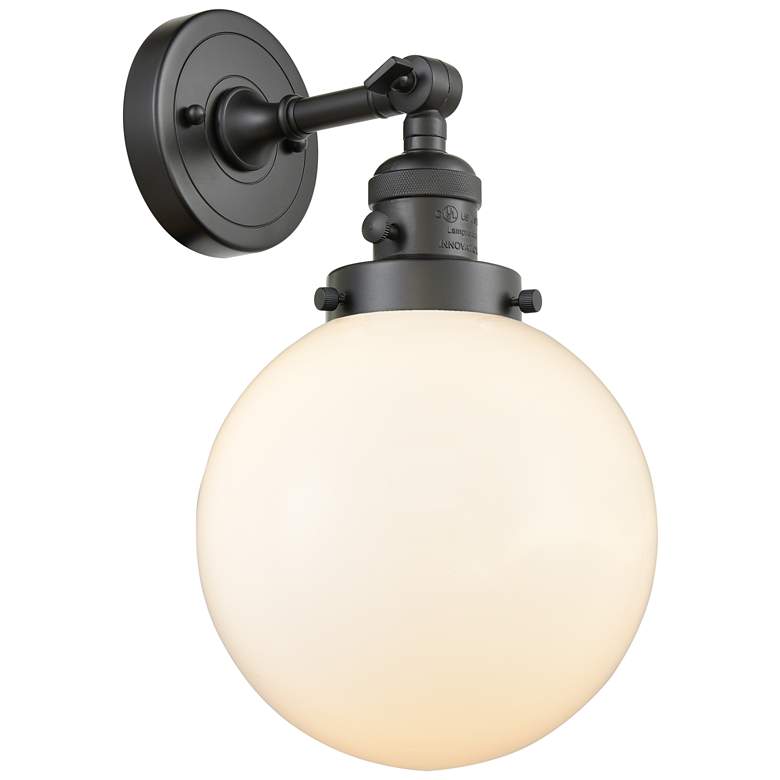 Image 1 Beacon 8" Oil Rubbed Bronze Sconce w/ Matte White Shade