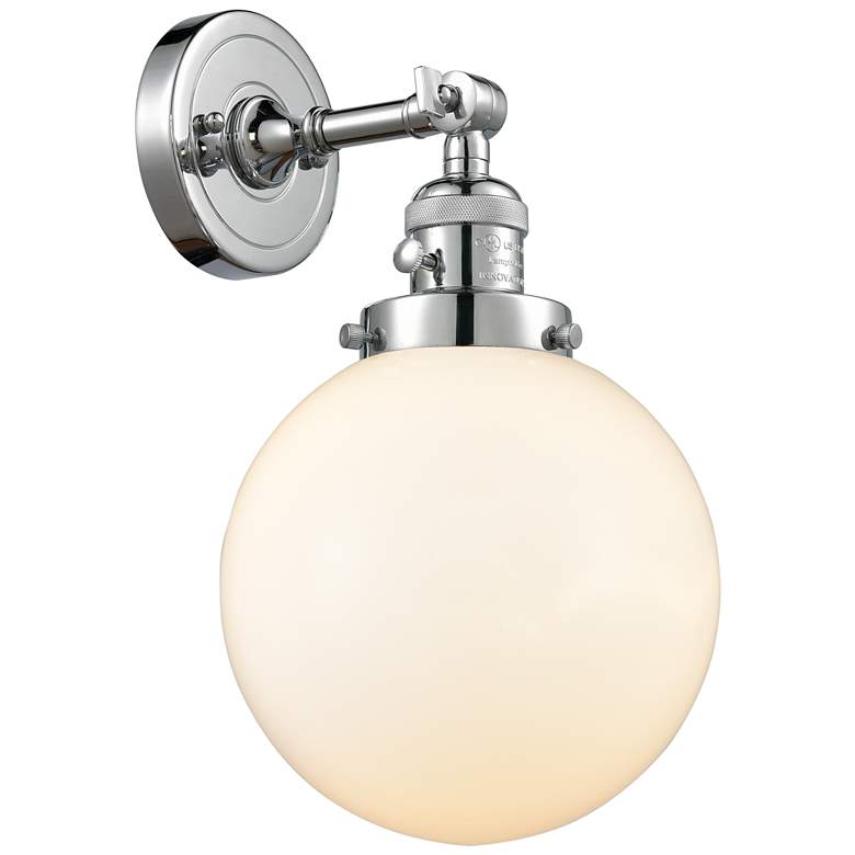 Image 1 Beacon 8" Polished Chrome Sconce w/ Matte White Shade