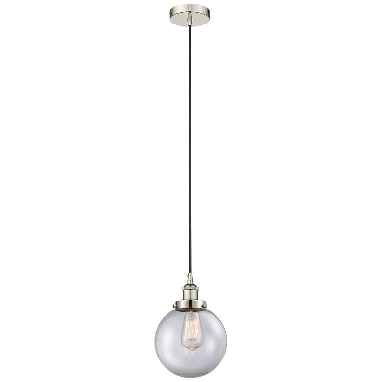 Image 1 Beacon 8" Polished Nickel Mini Pendant w/ Clear Shade