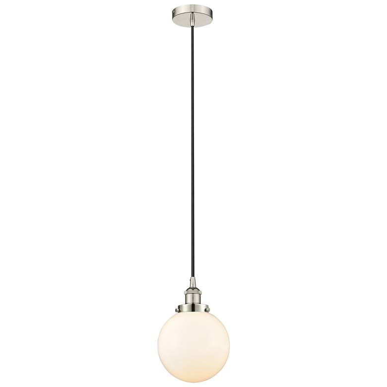 Image 1 Beacon 8" Polished Nickel Mini Pendant w/ Matte White Shade
