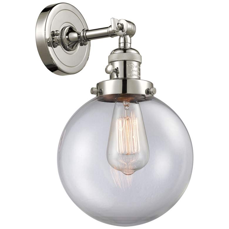 Image 1 Beacon 8" Polished Nickel Sconce w/ Clear Shade