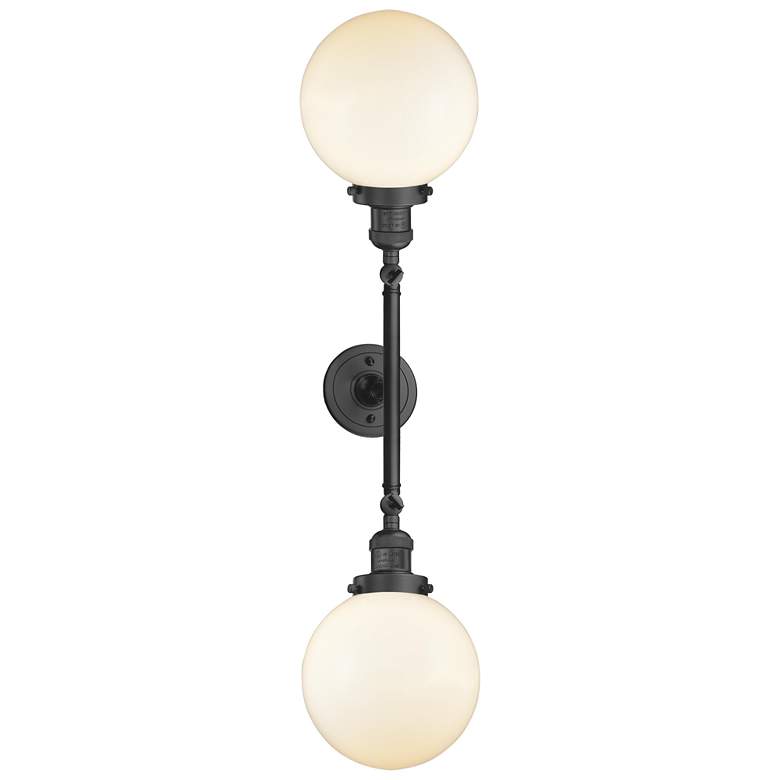 Image 1 Beacon 8" Wide 2 Light Bronze Bath Vanity Light w/ Matte White Shade