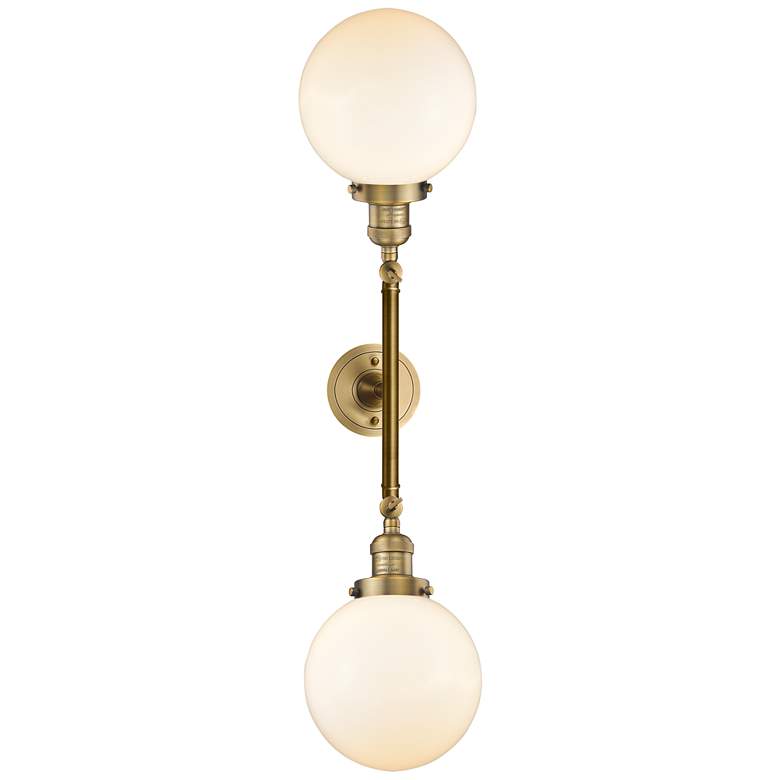 Image 1 Beacon 8" Wide 2 Light Brushed Brass Bath Vanity Light w/ Matte White