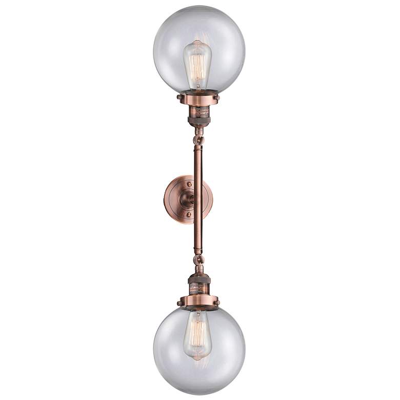 Image 1 Beacon 8" Wide 2 Light Copper Bath Vanity Light w/ Clear Shade