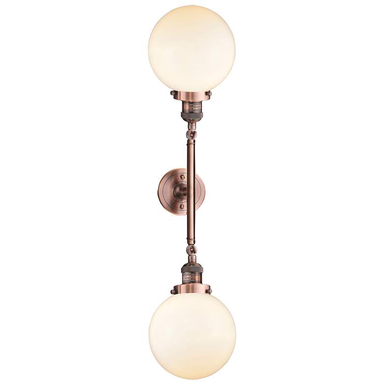 Image 1 Beacon 8" Wide 2 Light Copper Bath Vanity Light w/ Matte White Shade