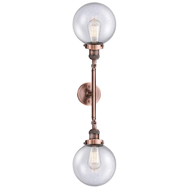 Image 1 Beacon 8" Wide 2 Light Copper Bath Vanity Light w/ Seedy Shade