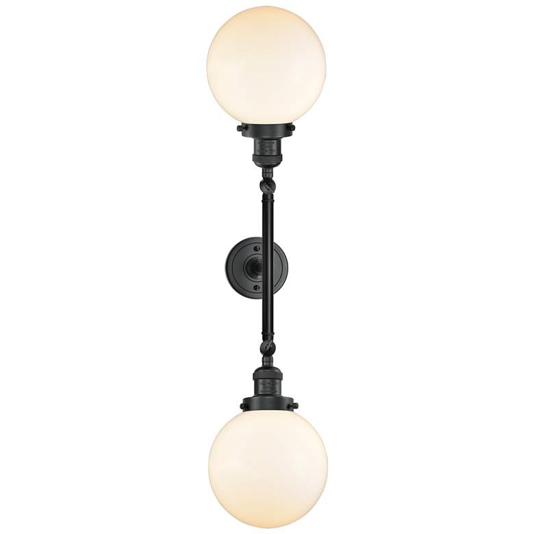 Image 1 Beacon 8" Wide 2 Light Matte Black Bath Vanity Light w/ Matte White Sh