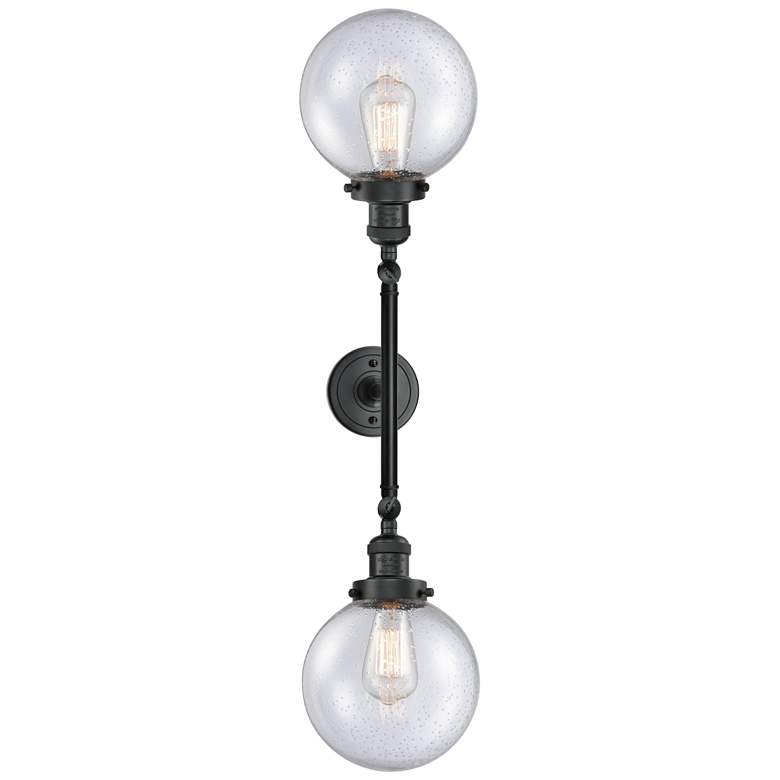 Image 1 Beacon 8" Wide 2 Light Matte Black Bath Vanity Light w/ Seedy Shade