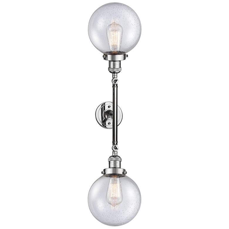 Image 1 Beacon 8" Wide 2 Light Polished Chrome Bath Vanity Light w/ Seedy Shad