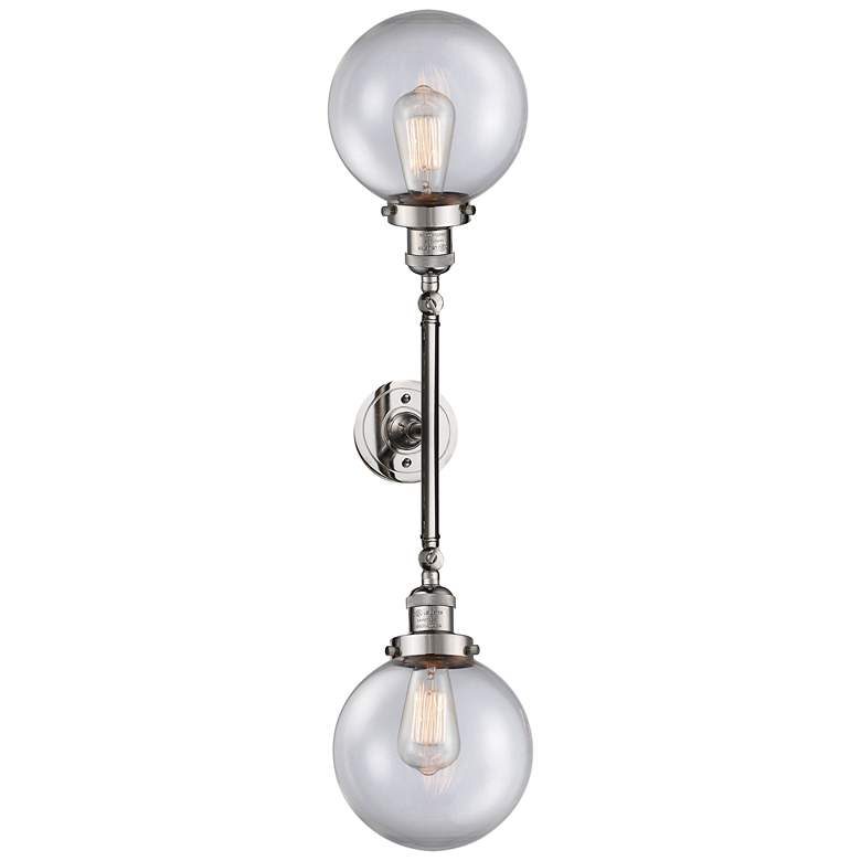 Image 1 Beacon 8" Wide 2 Light Polished Nickel Bath Vanity Light w/ Clear Shad