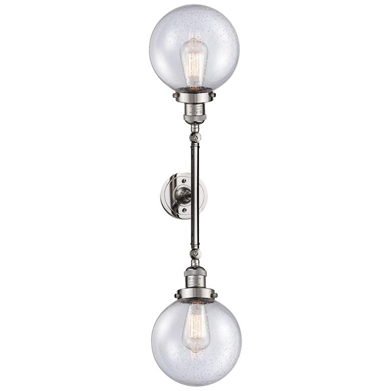 Image 1 Beacon 8" Wide 2 Light Polished Nickel Bath Vanity Light w/ Seedy Shad