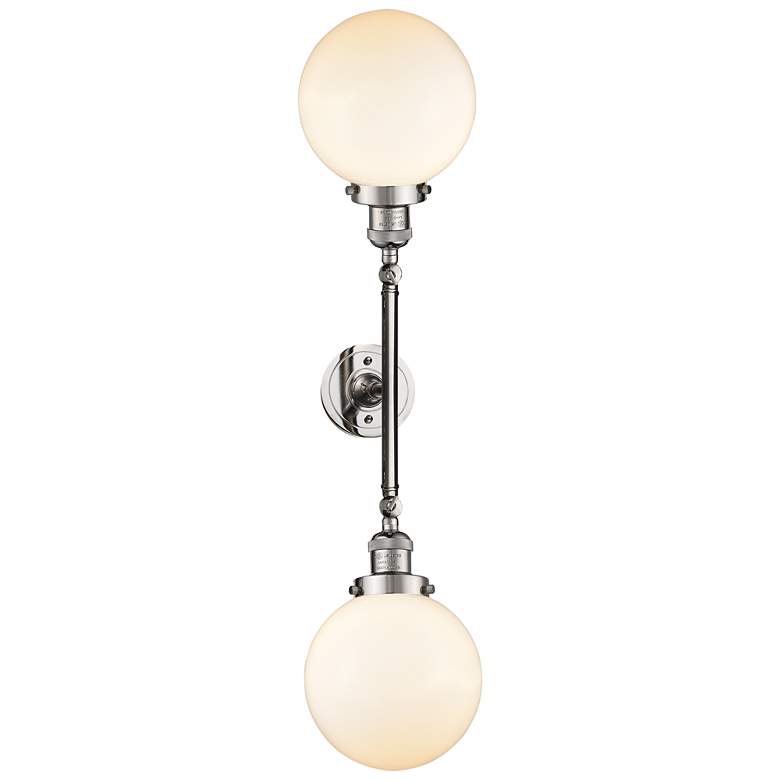 Image 1 Beacon 8" Wide 2 Light Polished Nickel Bath Vanity Light w/ White Shad
