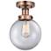 Beacon 8" Wide Antique Copper Semi.Flush Mount With Clear Glass Shade