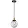 Beacon 8" Wide Black Antique Brass Corded Mini Pendant With Clear Shad