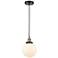Beacon 8" Wide Black Brass Corded Mini Pendant w/ Matte White Shade