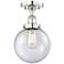 Beacon 8" Wide Polished Nickel Semi.Flush Mount With Seedy Glass Shade