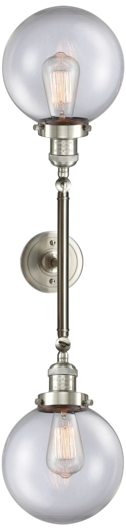 Image 2 Beacon 8"W 2 Light Brushed Satin Nickel Bath Vanity Light w/ Clear Sha more views