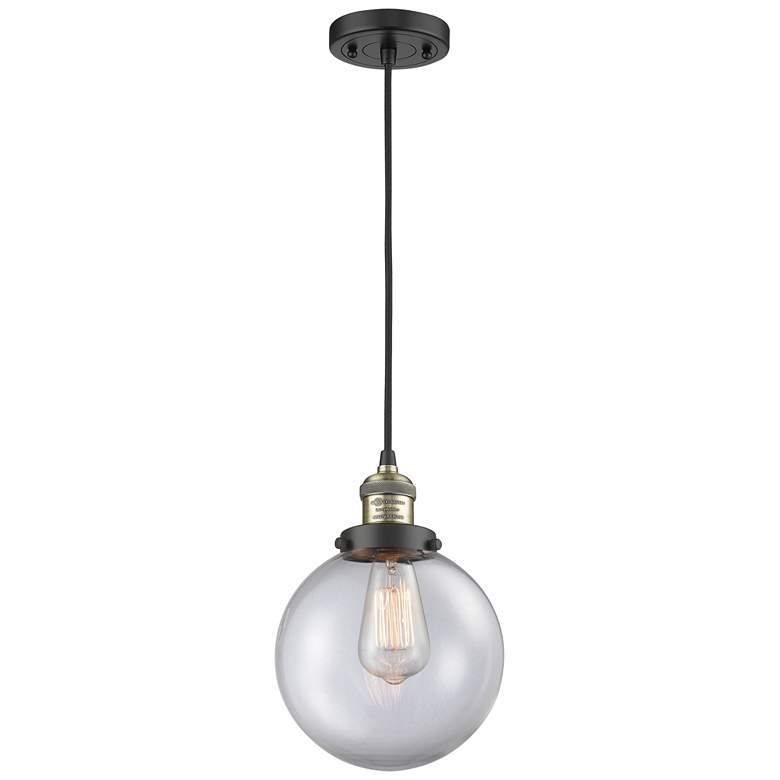 Image 1 Beacon 8"W Black Antique Brass Mini Pendant w/ Clear Glass