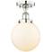 Beacon 8"W Polished Nickel Semi.Flush Mount With Matte White Glass Sha