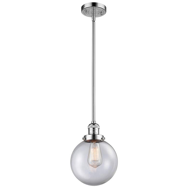 Image 1 Beacon 8" Wide Polished Chrome Mini Pendant with Clear Globe Glass Shade