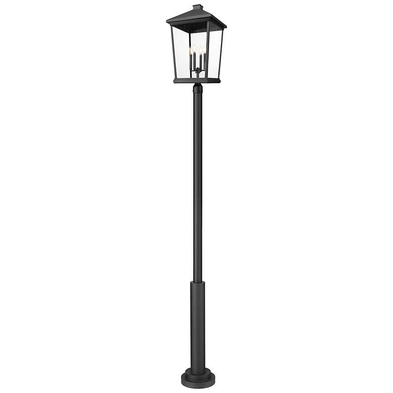 Image 1 Beacon by Z-Lite Black 16 inch 4 Light Outdoor Post Mount Fixture