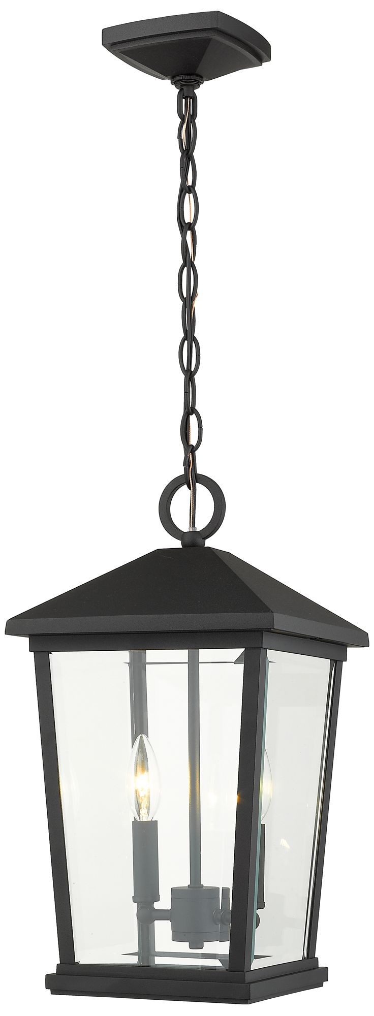 Image 2 Beacon by Z-Lite Black 9.5 inch 2 Light Outdoor Chain Mount Ceiling Fixture