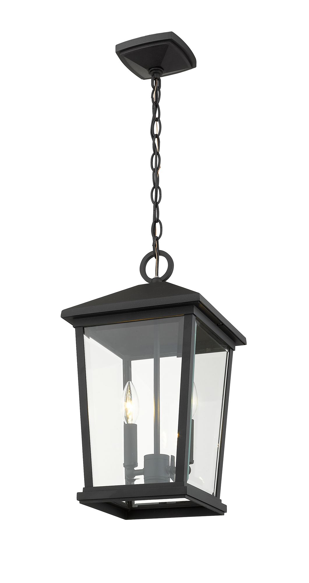 Image 4 Beacon by Z-Lite Black 9.5 inch 2 Light Outdoor Chain Mount Ceiling Fixture more views