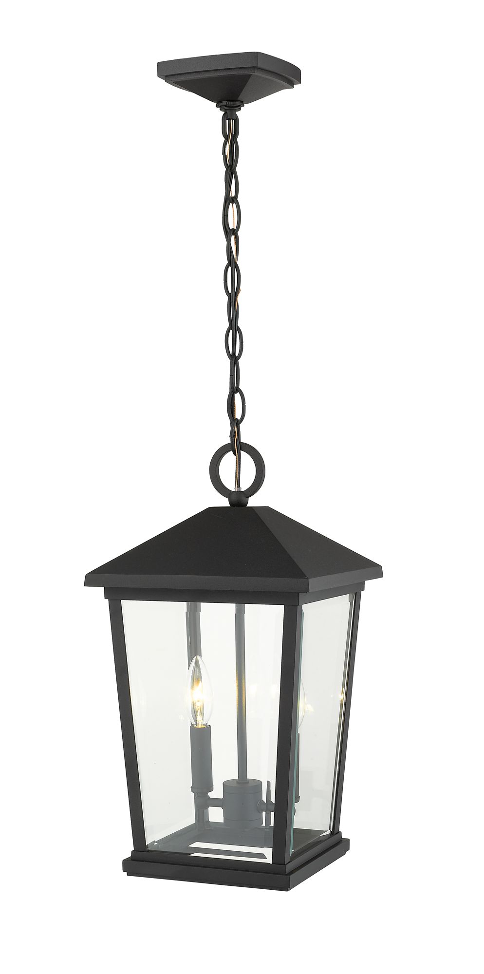 Image 5 Beacon by Z-Lite Black 9.5 inch 2 Light Outdoor Chain Mount Ceiling Fixture more views