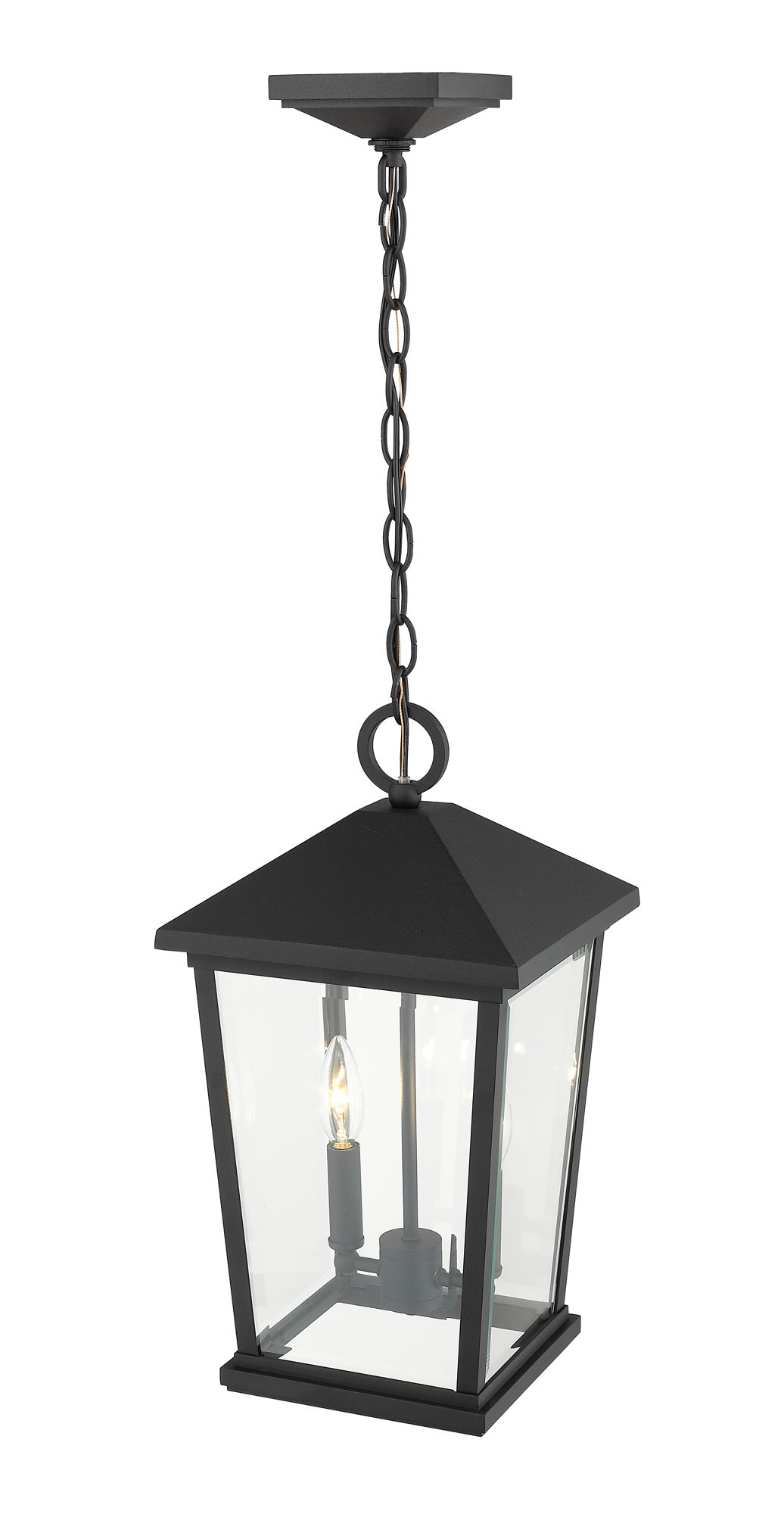 Image 6 Beacon by Z-Lite Black 9.5 inch 2 Light Outdoor Chain Mount Ceiling Fixture more views