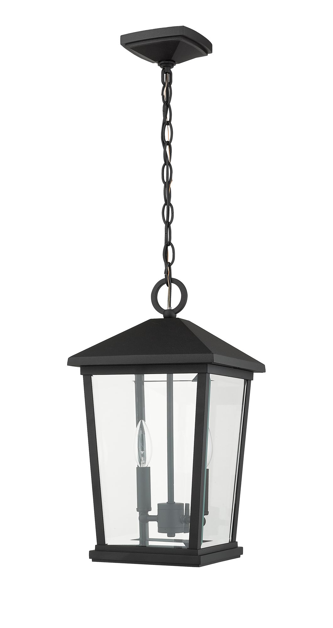 Image 7 Beacon by Z-Lite Black 9.5 inch 2 Light Outdoor Chain Mount Ceiling Fixture more views