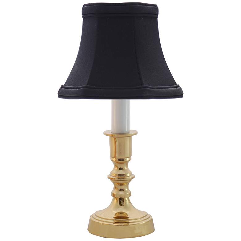 Image 1 Beacon Falls 11" Black Bell Shade Polished Brass Accent Table Lamp