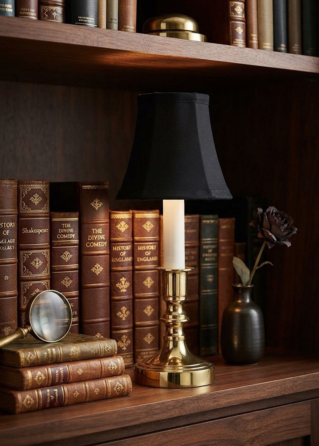 Image 4 Beacon Falls 11" Black Bell Shade Polished Brass Accent Table Lamp more views