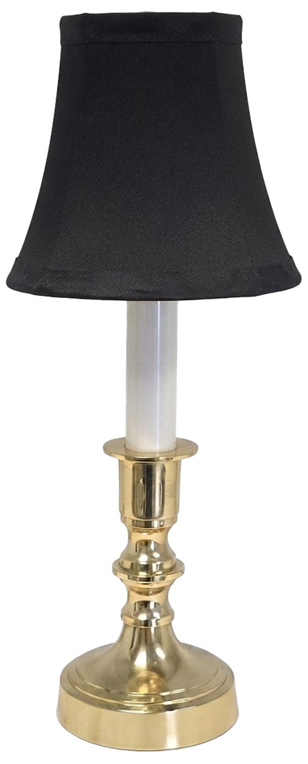 Image 2 Beacon Falls 12" Black Bell Shade Polished Brass Accent Table Lamp