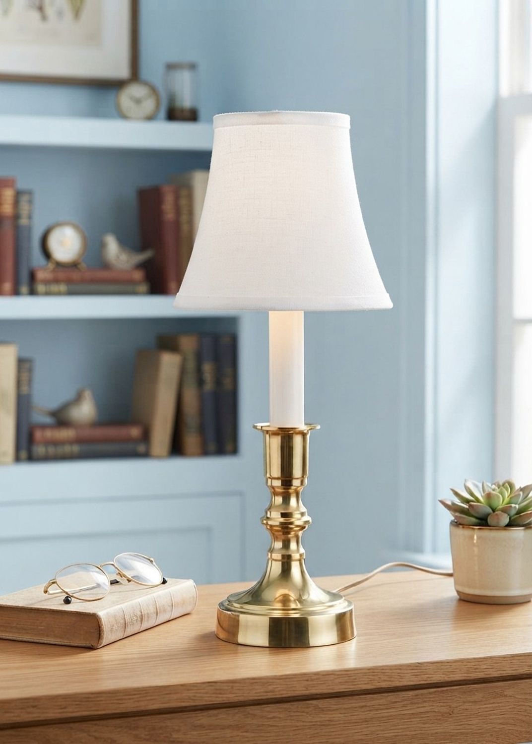 Image 3 Beacon Falls 12" High Brass Small Candlestick Base Accent Table Lamp more views