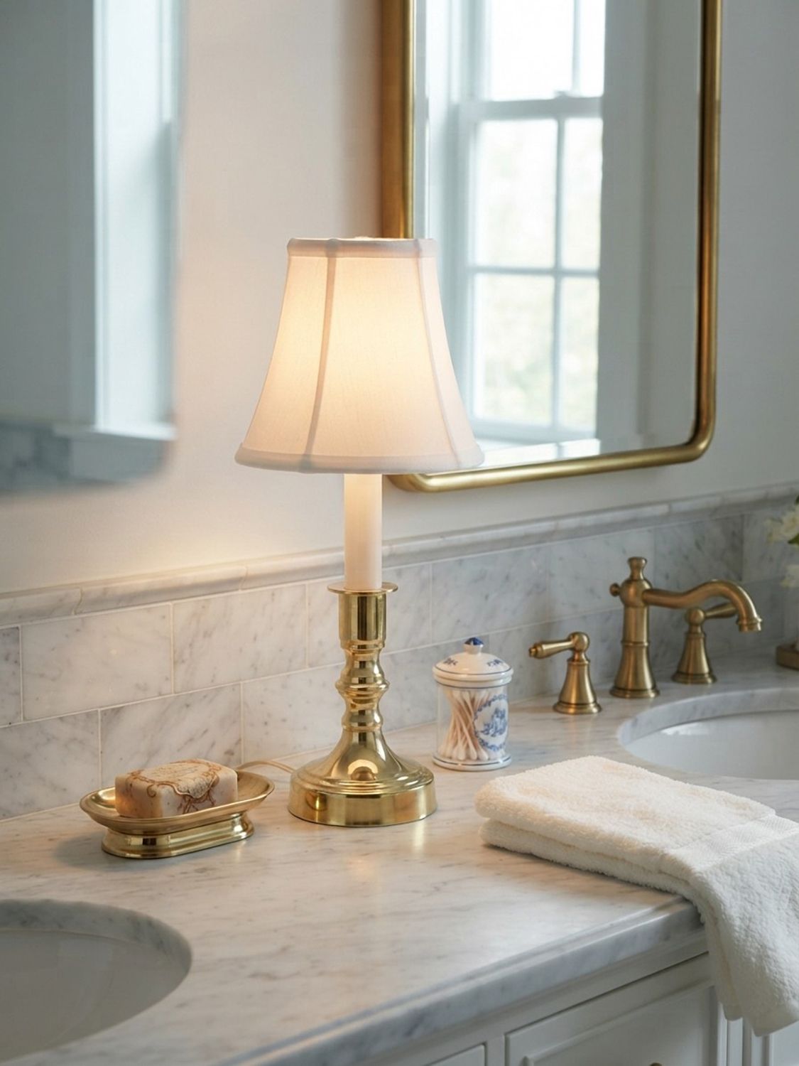 Image 4 Beacon Falls 12" High Brass Small Candlestick Base Accent Table Lamp more views