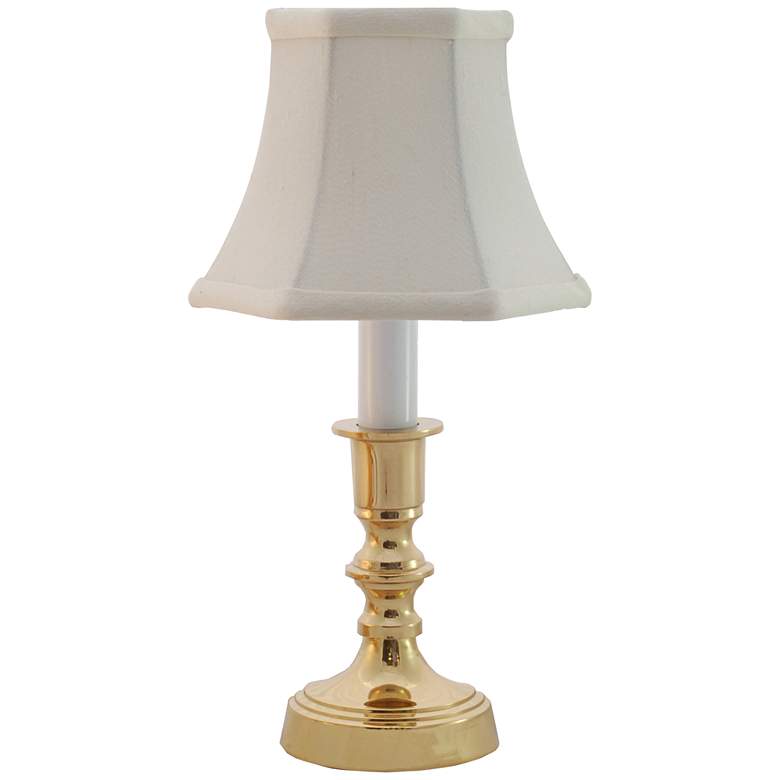 Beacon Falls Polished Brass Table Lamp with Off-White Bell Shade