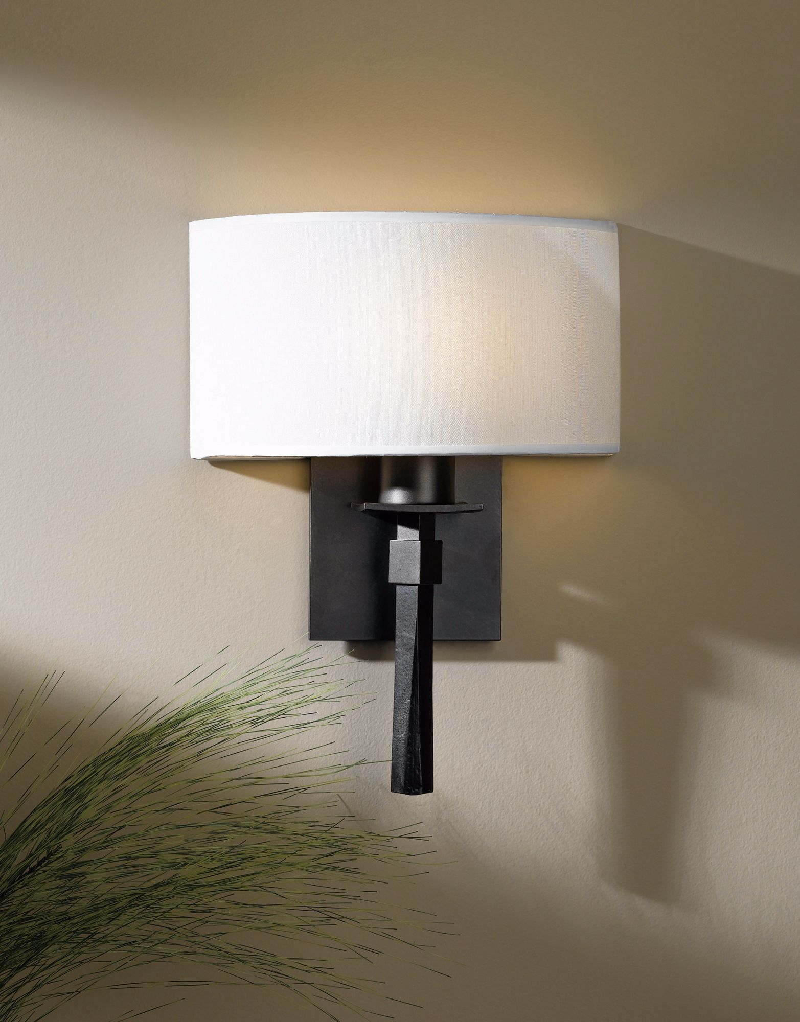 Image 2 Beacon Hall 12.7"H Dark Smoke Half Drum Sconce With Natural Anna Shade more views
