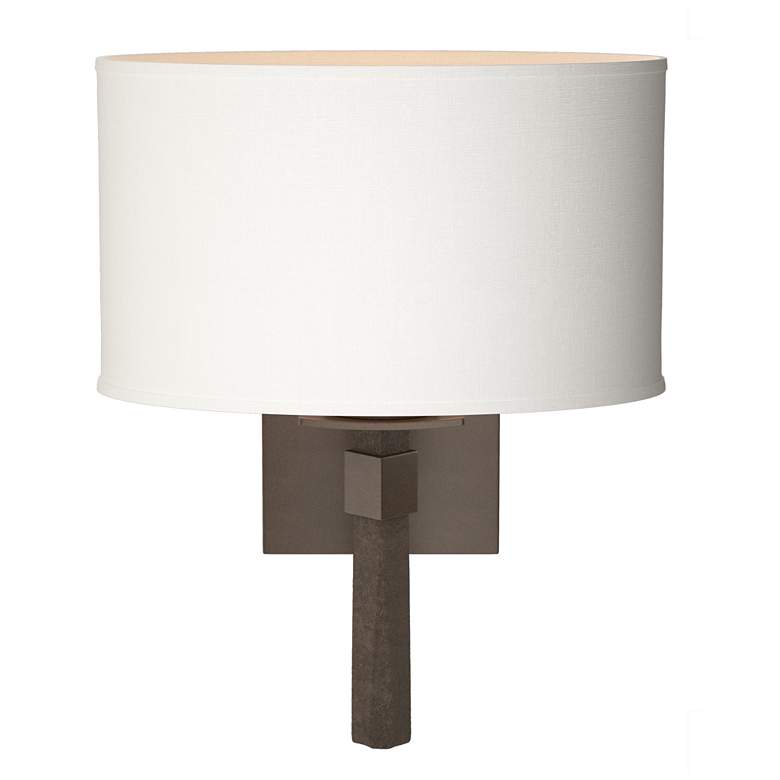 Image 1 Beacon Hall 13.7"H Oval Drum Shade Bronze Sconce w/ Anna Shade